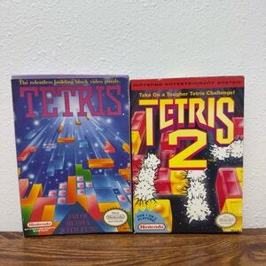 Tetris & Tetris 2 Nintendo NES Bundle - Original 1989/1993 Puzzle Games - Boxed